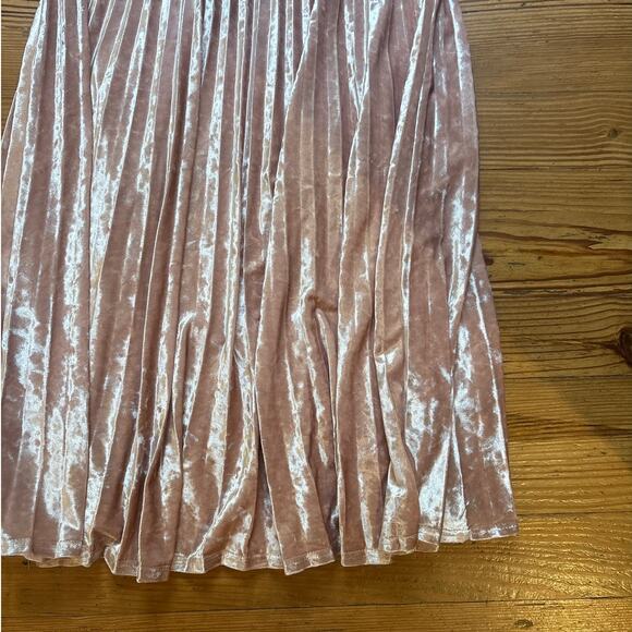A New Day blush pink velvet romantic pleated midi skirt SIZE M - Picture 2 of 5